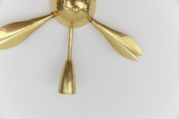 Mid-Century Modern 3-Armed Brass Sputnik Hanging Lamp, Austria, 1950s-KQB-1803939