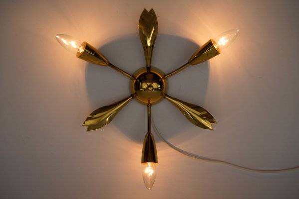 Mid-Century Modern 3-Armed Brass Sputnik Hanging Lamp, Austria, 1950s-KQB-1803939