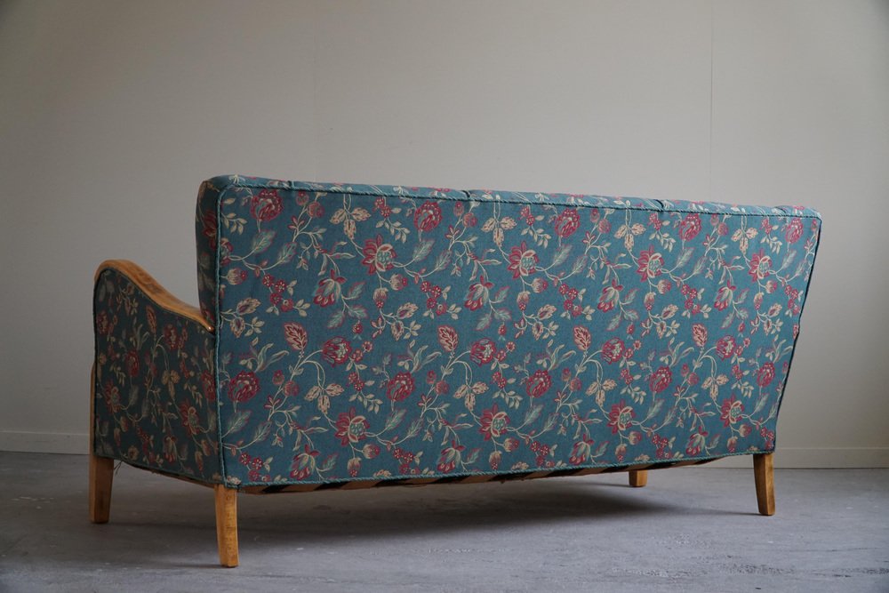 Mid-Century Modern 3-Seater Sofa in Beech and Fabric, Denmark, 1960s