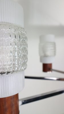 Mid-Century Modern 8 Light Chandelier with Art Glass Shades, 1960s-DT-2026119