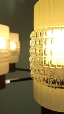 Mid-Century Modern 8 Light Chandelier with Art Glass Shades, 1960s-DT-2026119