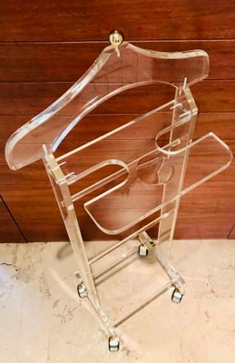 Mid-Century Modern Acrylic Glass Valet Stand with wheels-NOU-743142