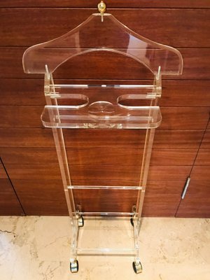 Mid-Century Modern Acrylic Glass Valet Stand with wheels-NOU-743142