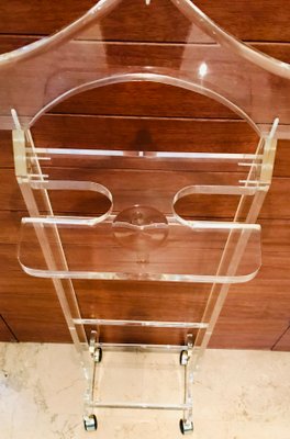 Mid-Century Modern Acrylic Glass Valet Stand with wheels-NOU-743142