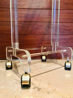 Mid-Century Modern Acrylic Glass Valet Stand with wheels-NOU-743142