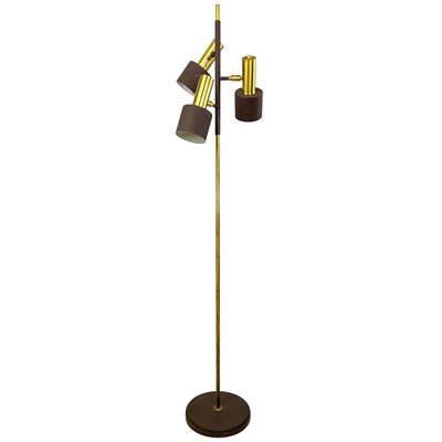 Mid-Century Modern Adjustable Floor Lamp in Brass and Brown from Raak-RY-694583