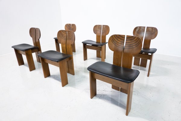 Mid-Century Modern Africa Chairs by Afra & Tobia Scarpa for Maxalto, 1970s, Set of 6-FGA-1783033