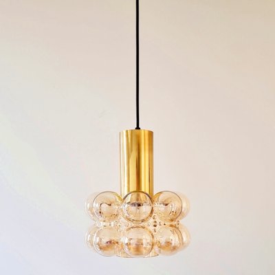 Mid-Century Modern Amber Bubble Glass Pendant Light by Helena Tynell for Limburg, Germany, 1960s-BMM-1717948