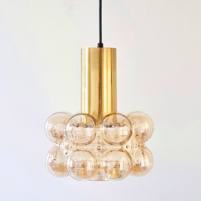 Mid-Century Modern Amber Bubble Glass Pendant Light by Helena Tynell for Limburg, Germany, 1960s-BMM-1717948