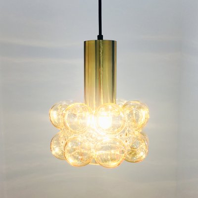 Mid-Century Modern Amber Bubble Glass Pendant Light by Helena Tynell for Limburg, Germany, 1960s-BMM-1431960