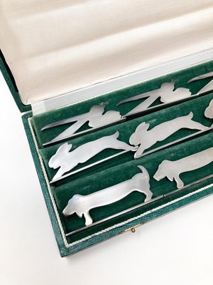 Mid-Century Modern Animal Knife Rests with Case, 1930s, Set of 13-FGA-1735679