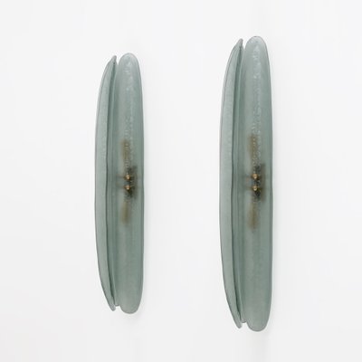 Mid-Century Modern Aqua Green Murano Glass Sconces in the style of Fontana Arte, 2000, Set of 2-FER-2031469