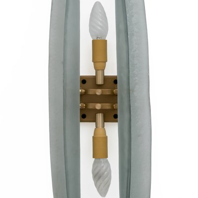 Mid-Century Modern Aqua Green Murano Glass Sconces in the style of Fontana Arte, 2000, Set of 2-FER-2031469