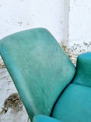 Mid-Century Modern Armchair in Green Faux Leather in the Style of Alvin Lustig, Italy, 1960s-PUG-925721