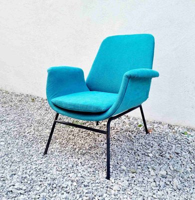 Mid-Century Modern Armchair in Turquoise Fabric in the Style of Alvin Lustig from Stol Kamnik, 1960s-PUG-1020087