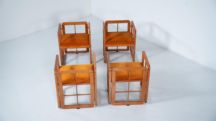 Mid-Century Modern Armchairs by Franco Poldarreti Caccia Alla Volpe, 1980s, Set of 4-FGA-2042653