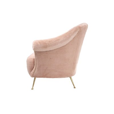 Mid-Century Modern Armchairs in Pink Trimed Faux Fur, Italy, 1950s, Set of 2-UZ-1388171