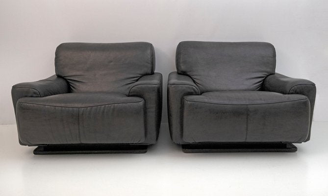 Mid-Century Modern Armchairs in Real Leather from Busnelli, Italy, 1970, Set of 2-FER-1389258