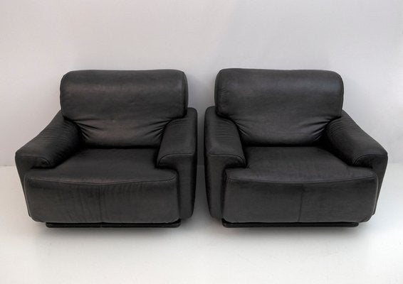 Mid-Century Modern Armchairs in Real Leather from Busnelli, Italy, 1970, Set of 2-FER-1389258