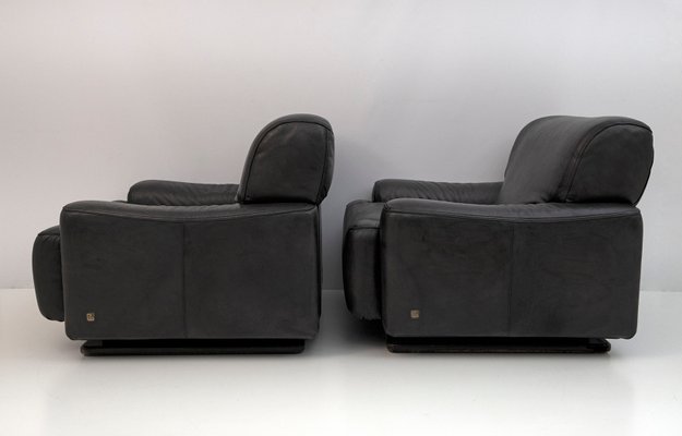 Mid-Century Modern Armchairs in Real Leather from Busnelli, Italy, 1970, Set of 2-FER-1389258