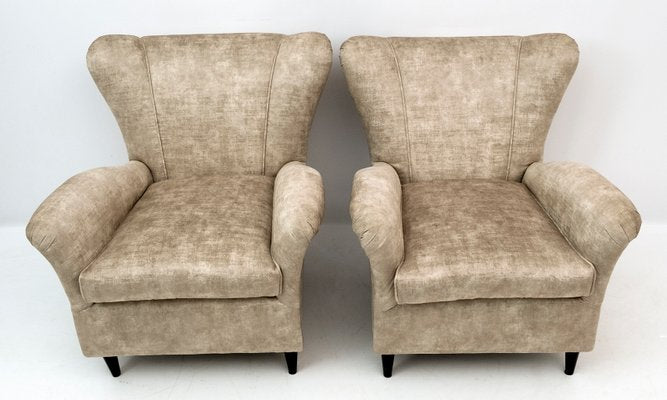 Mid-Century Modern Armchairs in Velvet by Gio Ponti for ISA, Italy, 1950s, Set of 2-FER-1058551