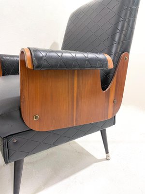 Mid-Century Modern Armchairs in Walnut and Vegan Leather, Italy, 1960s, Set of 2-FGA-1441743