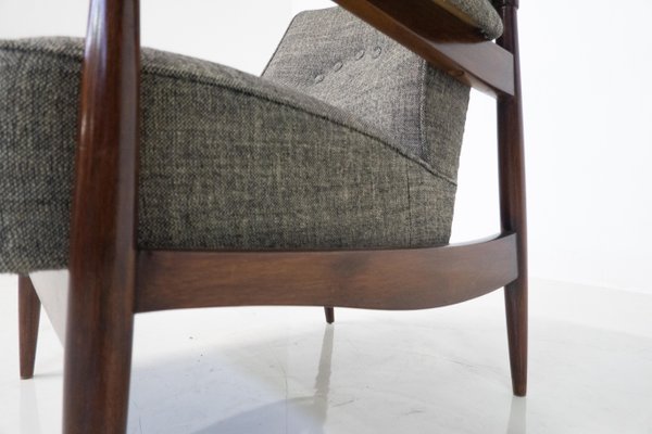 Mid-Century Modern Armchairs in Wood and Grey Fabric, Italy, 1960s, Set of 2-FGA-1725938