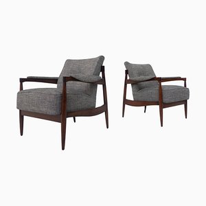 Mid-Century Modern Armchairs in Wood and Grey Fabric, Italy, 1960s, Set of 2-FGA-1725938