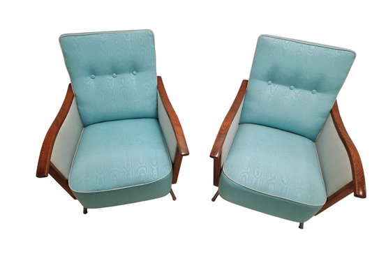 Mid-Century Modern Armchairs in Wood with Tubular Frames, Hungary, 1960s, Set of 2-SAK-1785198