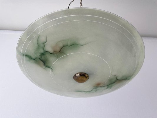 Mid-Century Modern Art Deco Style Glass Ceiling Lamp, Germany, 1950s-RDS-1739488