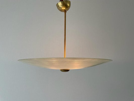 Mid-Century Modern Art Deco Style Glass Ceiling Lamp, Germany, 1950s-RDS-1739488