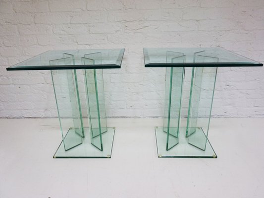 Mid-Century Modern Art Glass Side Tables by TG Design, 1970s, Set of 2-EA-2035048