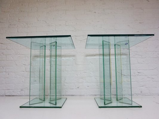 Mid-Century Modern Art Glass Side Tables by TG Design, 1970s, Set of 2-EA-2035048