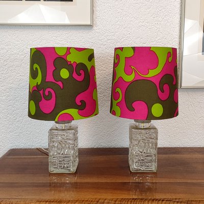 Mid-Century Modern Art Glass Table Lamps from Pukeberg, Sweden, 1960s, Set of 2-YGE-1139106