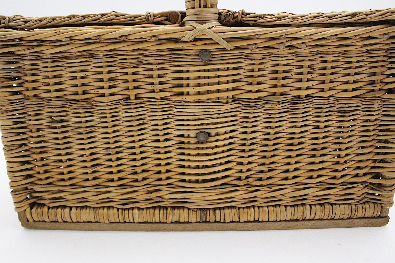 Mid-Century Modern Austrian Rattan Picnic Lidded Basket, 1950s