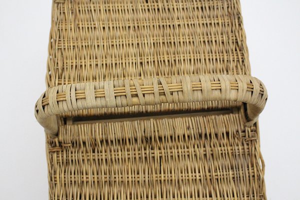 Mid-Century Modern Austrian Rattan Picnic Lidded Basket, 1950s-NB-1140153