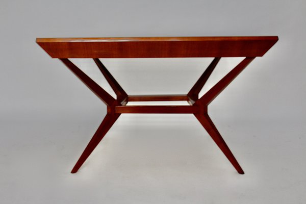 Mid-Century Modern Austrian Teal Formica Cherrywood Dining Table or Center Table, 1950s-NB-1071278