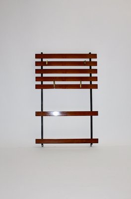 Mid-Century Modern Austrian Walnut and Brass Coat Rack with 4 Hooks by Carl Auböck, 1950s-NB-1071275