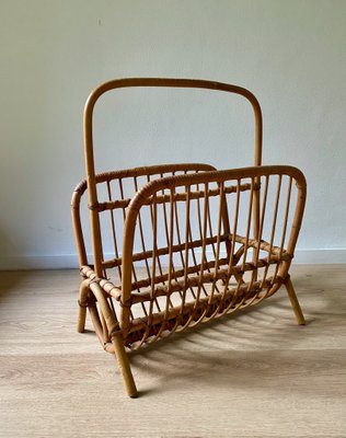 Mid-Century Modern Bamboo and Rattan Magazine Holder, 1960s-LL-1359331