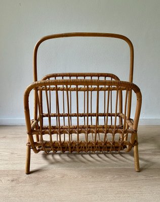 Mid-Century Modern Bamboo and Rattan Magazine Holder, 1960s-LL-1359331