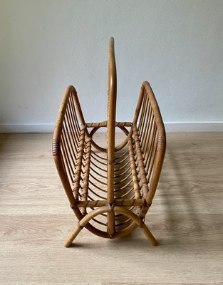 Mid-Century Modern Bamboo and Rattan Magazine Holder, 1960s-LL-1359331