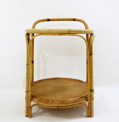 Mid-Century Modern Bamboo & Cane Side Table Bar-JG-1239418