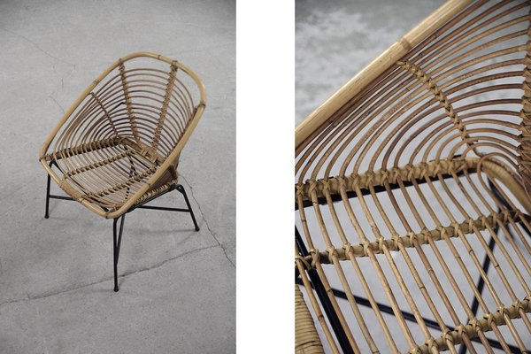 Mid-Century Modern Bamboo Chairs, 1960s, Set of 2-ZAA-1093314