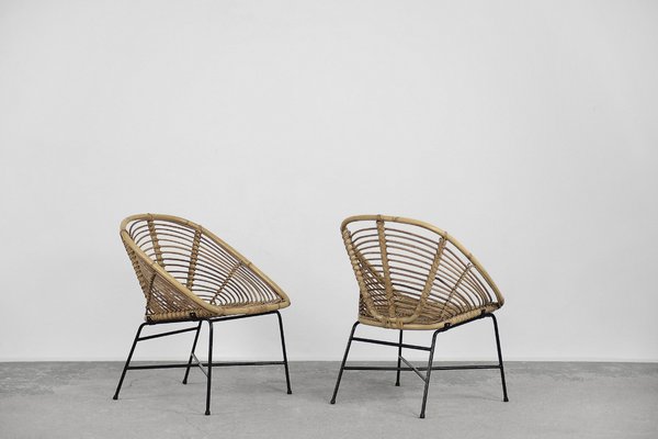 Mid-Century Modern Bamboo Chairs, 1960s, Set of 2-ZAA-1093314