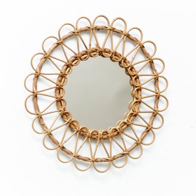 Mid-Century Modern Bamboo & Rattan Mirror, 1960-WM-1157497