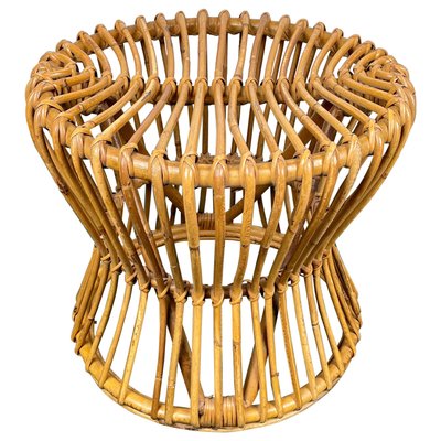 Mid-Century Modern Bamboo Rattan Stool, Italy, 1960s-LYQ-1171511