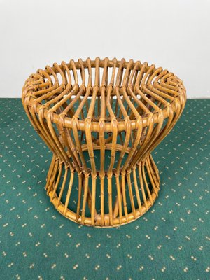 Mid-Century Modern Bamboo Rattan Stool, Italy, 1960s-LYQ-1171511