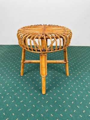 Mid-Century Modern Bamboo Rattan Stool, Italy, 1960s-LYQ-1171509