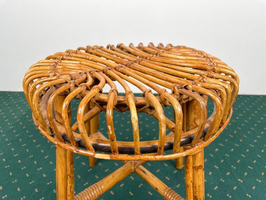 Mid-Century Modern Bamboo Rattan Stool, Italy, 1960s-LYQ-1171509