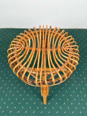 Mid-Century Modern Bamboo Rattan Stool, Italy, 1960s-LYQ-1171509